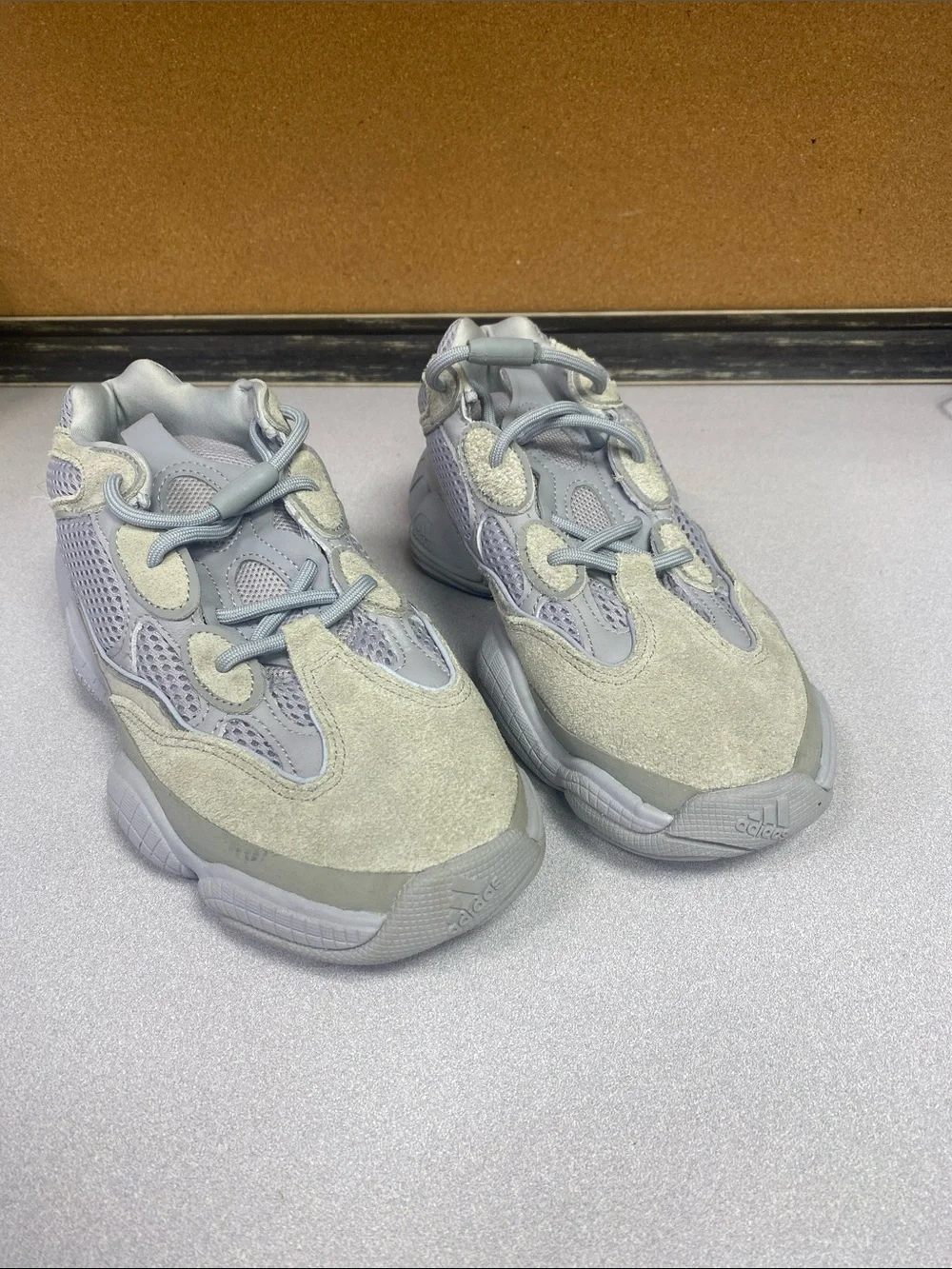 Adidas Yeezy Grey Suede & Mesh Sneakers